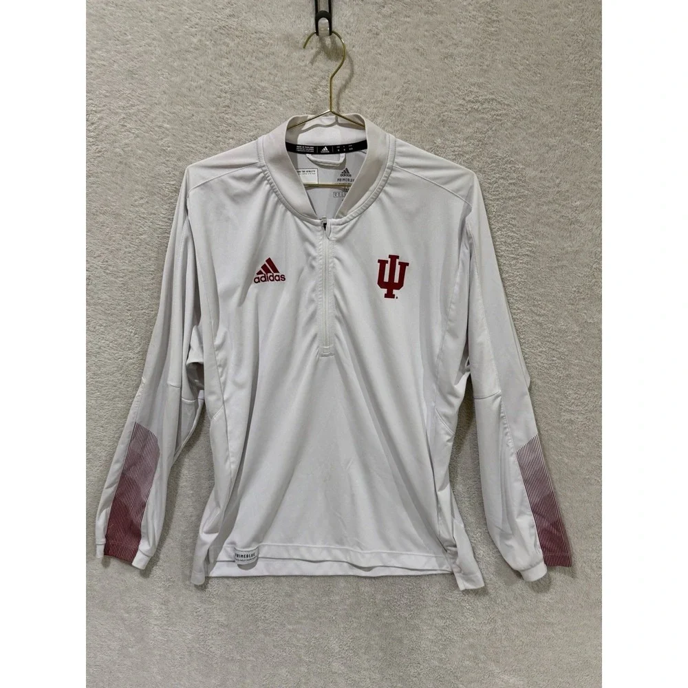 Indiana Hoosiers Mens Medium White 1/4 Zip Long Sleeve Adidas NCAA Football